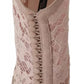 Dolce & Gabbana Beige Lace Suede Peep Toe Ankle Boots Shoes