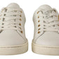 Dolce & Gabbana White Leather Gold Red Heart Sneakers Shoes