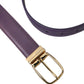 Dolce & Gabbana Purple Leather Gold Metal Buckle Belt Men