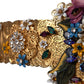 Dolce & Gabbana Multicolor Embellished Floral Crystal Wide Waist Belt