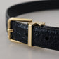 Dolce & Gabbana Black Exotic Leather Gold Metal Buckle Belt