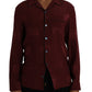 Dolce & Gabbana Maroon Crown Jacquard Silk Long Sleeve Shirt