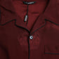 Dolce & Gabbana Maroon Crown Jacquard Silk Long Sleeve Shirt