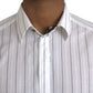 Dolce & Gabbana Black White Striped Formal Dress GOLD Shirt