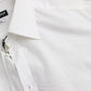 Dolce & Gabbana White Logo Cotton Men Dress GOLD Shirt