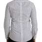 Dolce & Gabbana Black White Striped Formal Dress GOLD Shirt