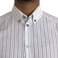 Dolce & Gabbana Black White Striped Formal Dress GOLD Shirt