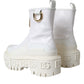 Dolce & Gabbana White Leather Rubber Logo Ankle Boots Shoes