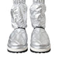 Dolce & Gabbana Metallic Silver Quilted Logo Patch Boot Shoes