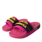 Dolce & Gabbana Pink Black Logo Beachwear Flats Sandals Shoes