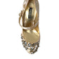 Dolce & Gabbana Gold Jacquard Crystal Mary Janes Pumps Shoes
