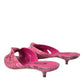 Dolce & Gabbana Pink Exotic Leather Kitten Heels Slides Shoes