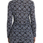 Just Cavalli Blue Floral Lace Long Sleeves Top Underwear Blouse