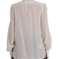 Dolce & Gabbana Off White Long Sleeve Button Down Blouse Top