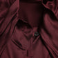 Dolce & Gabbana Maroon Ascot Collar Long Sleeve Top Blouse