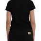 Balenciaga Black Cotton Logo Print Crew Neck Short Sleeves T-shirt