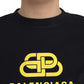Balenciaga Black Cotton Logo Print Crew Neck Short Sleeves T-shirt