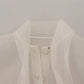 Dolce & Gabbana White Ascot Collar Long Sleeves Blouse Top