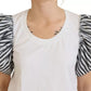 Dolce & Gabbana White Striped Short Sleeves Pullover Top