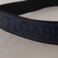 Dolce & Gabbana Blue Black Logo Print Silver Buckle Belt