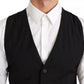 Dolce & Gabbana Black Solid STAFF Slim Fit Waistcoat Vest