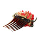 Dolce & Gabbana Red Silk Floral Gold Brass Women Hair Comb