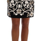 Dolce & Gabbana Black Crystal Floral Pencil Skirt