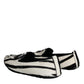Dolce & Gabbana Black White Calf Fur Slip On Loafers Men Shoes
