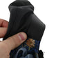 Dolce & Gabbana Black Leather Crystal Beads Gold Ribbon Fiddler Cap