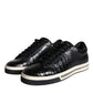 Dolce & Gabbana Black Leather Men Low Top Sneakers Shoes