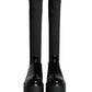 Dolce & Gabbana Black Leather Jersey Knee High Boots Shoes