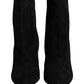 Dolce & Gabbana Black Suede Leather Mid Calf Boots Shoes