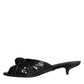 Dolce & Gabbana Black Leather Heels Slides Sandals Shoes