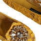Dolce & Gabbana Mustard Lace Crystal Ballet Flats Loafer Shoes