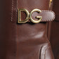 Dolce & Gabbana Brown Leather Heels Mid Calf Boots Shoes