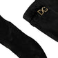 Dolce & Gabbana Black Suede Leather Knee High Boots Shoes