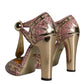 Dolce & Gabbana Pink Gold Leather Pumps T-strap Sandals Shoes