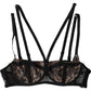 Dolce & Gabbana Black Floral Lace Nylon Balconcino Bra Underwear