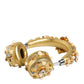 Dolce & Gabbana Gold Leather Floral Crystal Angel Headphones