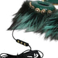 Dolce & Gabbana Green Gold Crystal Fur Headset Audio AUX Headphones