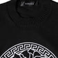 Versace Black Medusa Embroidery Crew Neck Pullover Sweater
