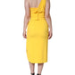 Dolce & Gabbana Yellow One Shoulder Side Slit Midi Dress