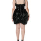 Dolce & Gabbana Black Polyester Ruched Coated Mini Dress