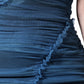 Dolce & Gabbana Blue Mesh Trim Ruched Tulle Sheath Dress