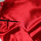 Dolce & Gabbana Red Satin Lace Trim Round Neck Blouse Top