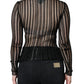 Dolce & Gabbana Black Stripe See Through Long Sleeves Top
