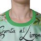 Dolce & Gabbana Green Silk Granita Al Limone Long Sleeves Sweater