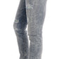 Versace Jeans Blue Wash Torn Stretch Slim Fit Jeans