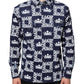 Dolce & Gabbana Blue Crown Logo Print Slim Fit Cotton Shirt