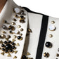 Dolce & Gabbana White Black Silk Studded Stone Crystal Shirt